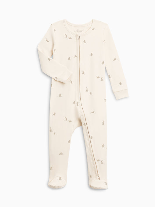 Peyton Zipper Sleeper | Bunny / Oat + Clay