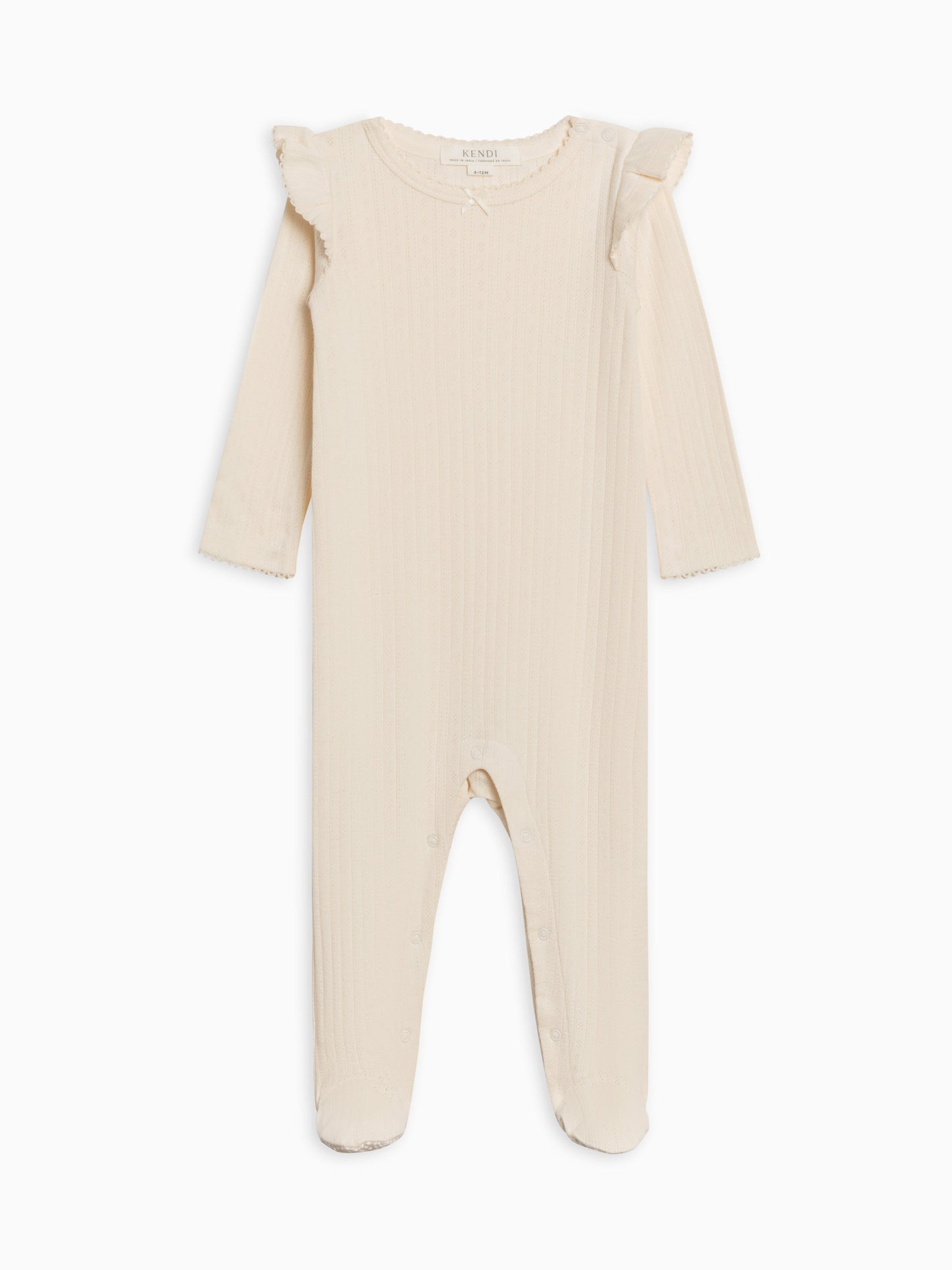 Addy Brushed Back Pointelle Flutter Sleeve Footed Romper
