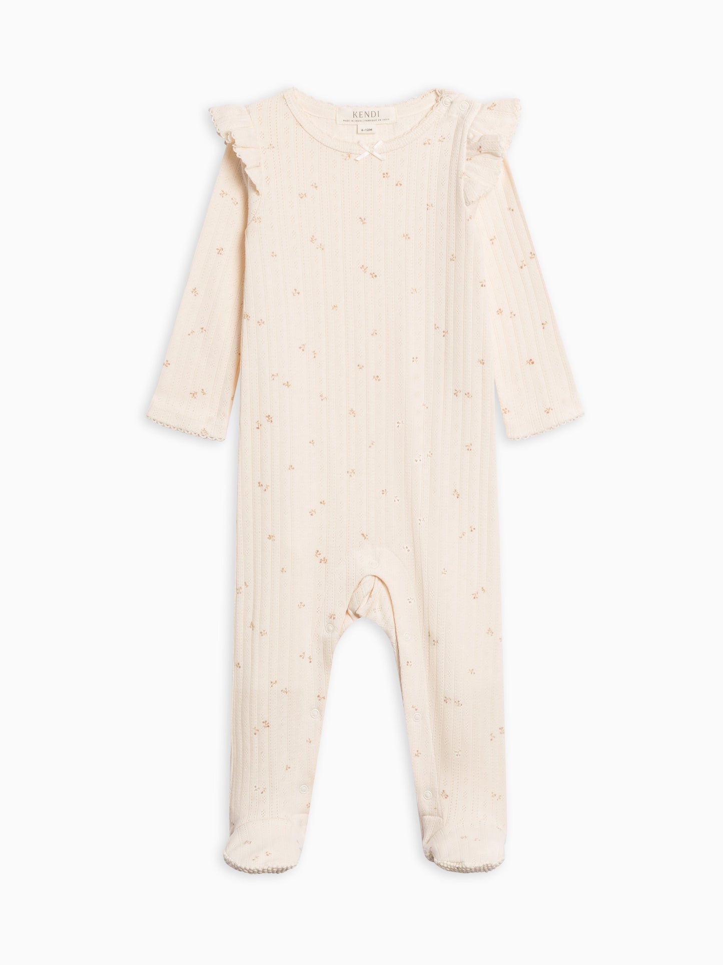 Addy Brushed Back Pointelle Flutter Sleeve Footed Romper