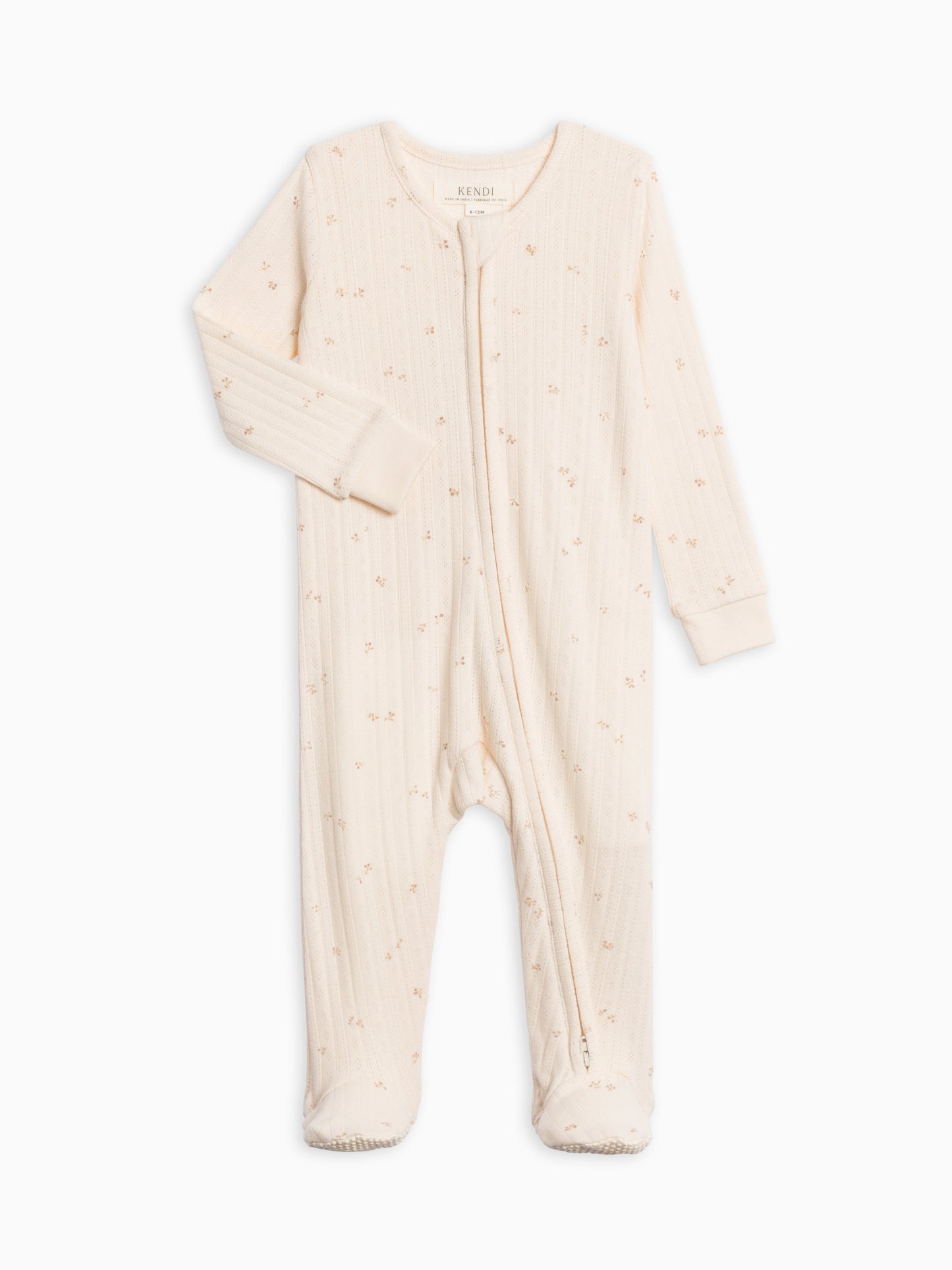 Maya Brushed Back Pointelle Footed Zipper Sleeper