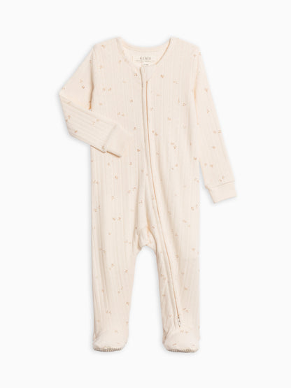 Maya Brushed Back Pointelle Footed Zipper Sleeper