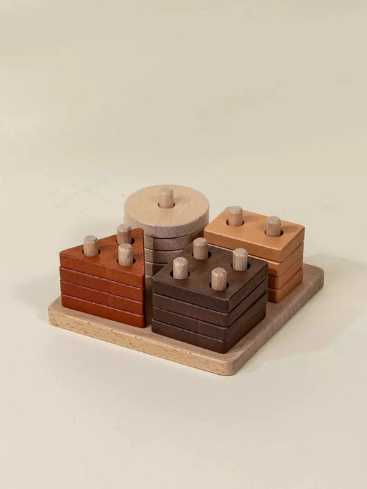 Wooden Stacking Shapes Peg Puzzle